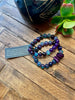 Purple & Teal Agate & Tagua Beaded Stretch Bracelet Duo