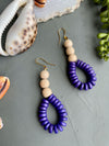 Cream & Purple Wood Earrings [SALE]