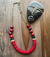 Red & Black Cocowood & Bombona Statement Necklace