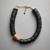 Black Cocowood & Taupe Tagua Statement Necklace