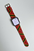 Red w/ Green & Yellow Design Leather Apple Watch Band (42/44)