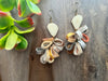 Cream & Metallic Tagua & Leather Petal Earrings