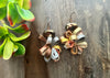 Metallic Kazuri & Leather Petal Earrings