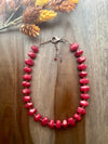 Red Faceted Jade Nugget Necklace