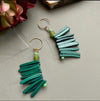 Green Cocowood Spike Earrings w/ African Glass Accent [SALE]