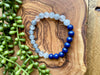 Navy Blue Mountain Jade & Cloudy Quartz Beaded Stretch Bracelet