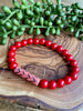 Red & Coral Jade Beaded Stretch Bracelet Duo