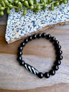 Black Agate & Bone Beaded Stretch Bracelet