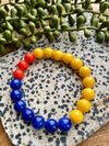 Orange, Yellow & Blue Beaded Stretch Bracelet Duo