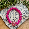 Pink Jade & Agate Beaded Stretch Bracelet