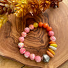 Yellow, Pink & Orange Beaded Stretch Bracelet