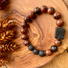 Lava, Mahogany Obsidian & Carnelian Agate Beaded Stretch Bracelet Duo