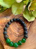 Green Aventurine & Black Lava Beaded Stretch Bracelet