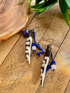 Blue & Brown Batik Bone Spike Earrings