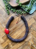Dark Brown & Red Cocowood & Tagua Statement Necklace