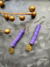 Purple Clay Heishi & African Brass Earrings