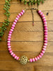 Pink Bone & Brass Statement Necklace