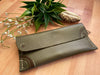Olive Leather Envelope Clutch [SALE]