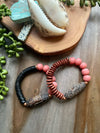 Tibetan Agate & African Recycled Glass Beaded Stretch Bracelet [Series]