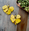 Yellow Bone & Tagua Petal Earrings