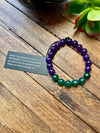 Colorblock Purple & Green Beaded Stretch Bracelet