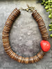 Brown & Salmon Cocowood & Tagua Statement Necklace