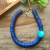 Blue & Aqua Cocowood & Tagua Statement Necklace