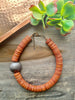 Rust & Gray Cocowood & Tagua Statement Necklace