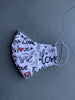 "Love" White Pattern Fabric Mask