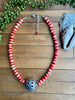 Red Bone & Silver Statement Necklace