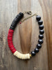 Red, Cream & Black Cocowood & Wood Statement Necklace