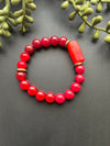 Shades of Red Beaded Stretch Bracelet
