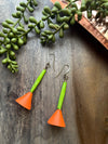 Orange Cone & Lime Green Bone Earrings