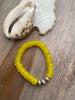 Yellow African Recycled Glass & Coin Beaded Stretch Bracelet
