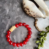 Red Jade & Cream Bone Beaded Bracelet