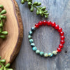 8mm African Turquoise & Red Jade Beaded Stretch Bracelet