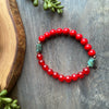 8mm African Turquoise Tube & Red Jade Beaded Stretch Bracelet