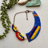 Blue, Yellow & Red Leather Asymmetrical Collar