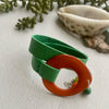Green Genuine Leather + Orange Tagua Wrap Bracelet