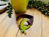 Eggplant Purple Genuine Leather + Lime Green Tagua Bracelet