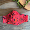 Black & Red Batik Fabric Mask