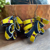 Denim & Yellow Ankara Fabric Petal Earrings [SALE]
