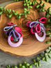 Purple & Pink Tagua & Leather Petal Earrings
