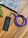 Purple Vinyl & Jade Double Wrap Bracelet