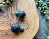 African Turquoise & Lava Dangle Earrings