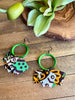 Lime Tagua & Ankara Fabric Statement Earrings