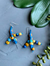 Blue & Yellow African Krobo & Acai Bead Earrings