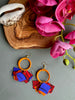 Orange Tagua & Ankara Fabric Statement Earrings