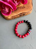 Black, Red & White Krobo Beaded Stretch Bracelet [series]