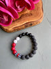 Black, Red & White Krobo Beaded Stretch Bracelet [series]